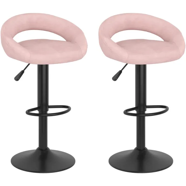 vidaXL Barkrukken 2 st fluweel roze