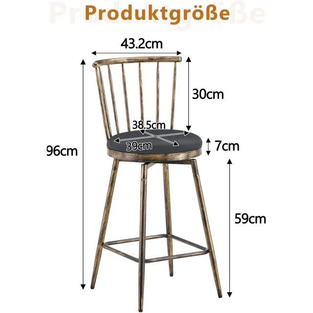 HAUSS SPOLE Barkruk - Windsor Stijl - Set Van 2 Met Gewatteerde Zitting En Rugleuning - Voor Keukeneiland En Bar - Kunstleer Zwart Bruin