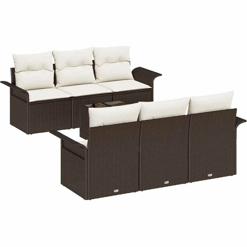 vidaXL Tuin Sofa Set 7 st Bruin poly rattan, foto 4