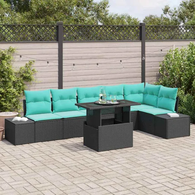 vidaXL Tuin Sofa Set 7 st Zwart poly rattan, foto 2