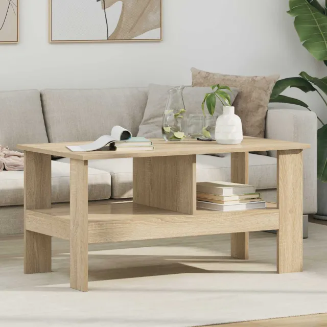 vidaXL Salontafel Sonoma Eiken 90 x 50 x 45 cm Bewerkt hout Bruin