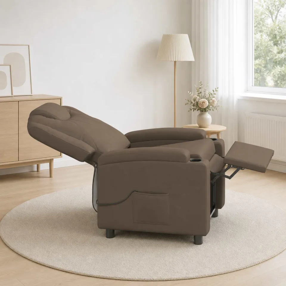 vidaXL Massage-relaxstoel Grijs 75 x 95 x 106 cm Stof, foto 4