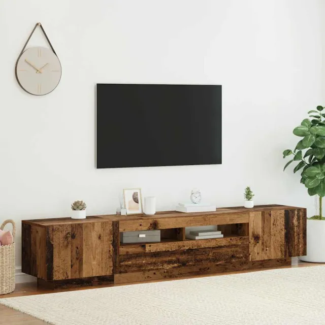 vidaXL Tv-meubel met LED 200x35x40 cm bewerkt hout oud hout bruin, foto 2