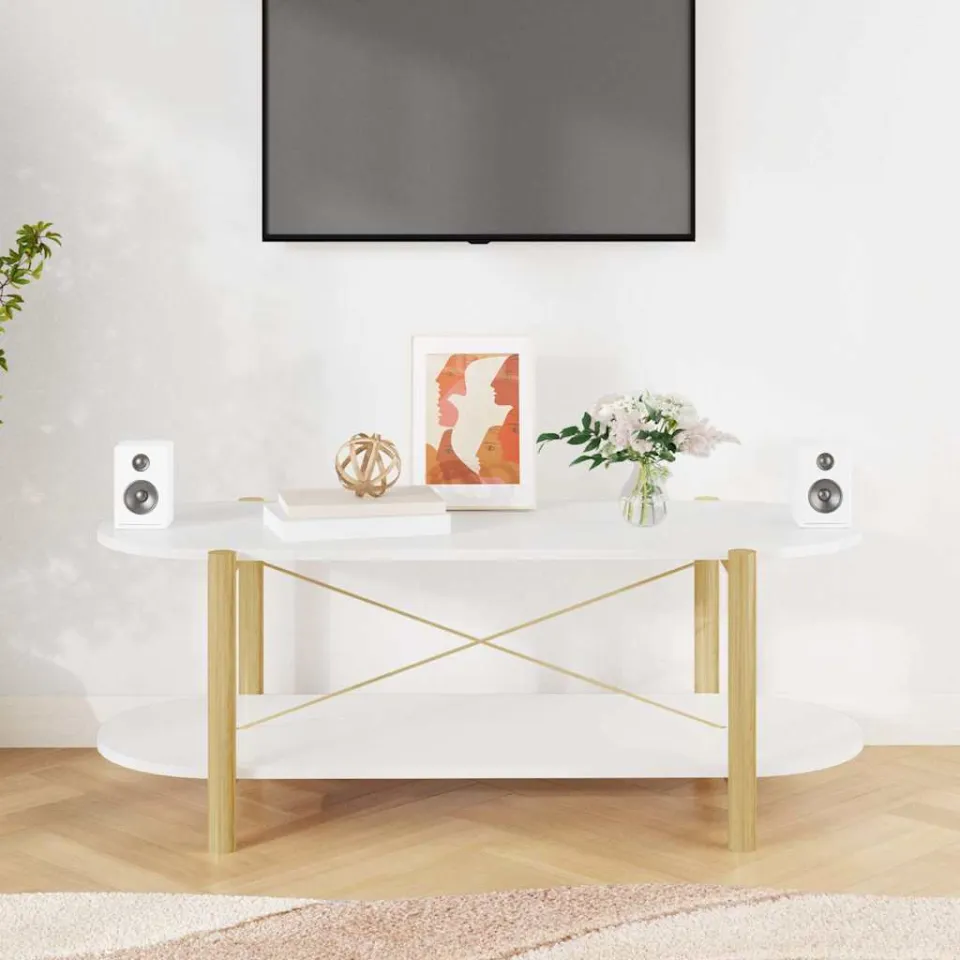 vidaXL Salontafel 110x48x40 cm bewerkt hout wit, foto 3