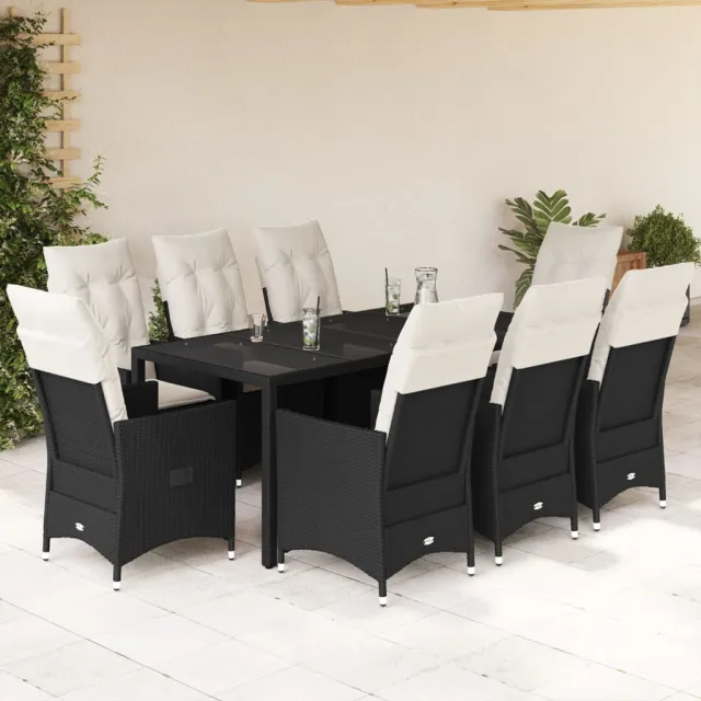 vidaXL 9-delige Tuinset poly rattan zwart, foto 2