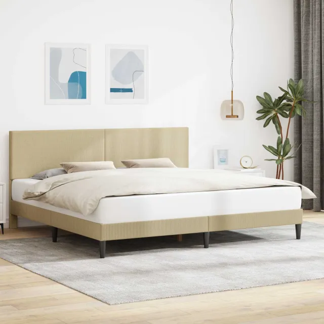 vidaXL Bedframe Lichtgroen Grijs 180 x 200 cm Katoen Stof Lichtgrijs