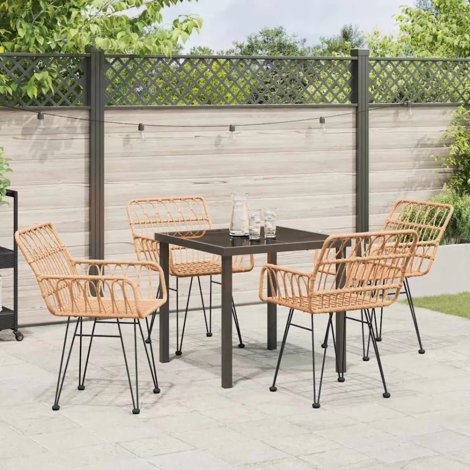 vidaXL Tuin eettafelset 5 st Bruin Gepoedercoat staal, foto 3