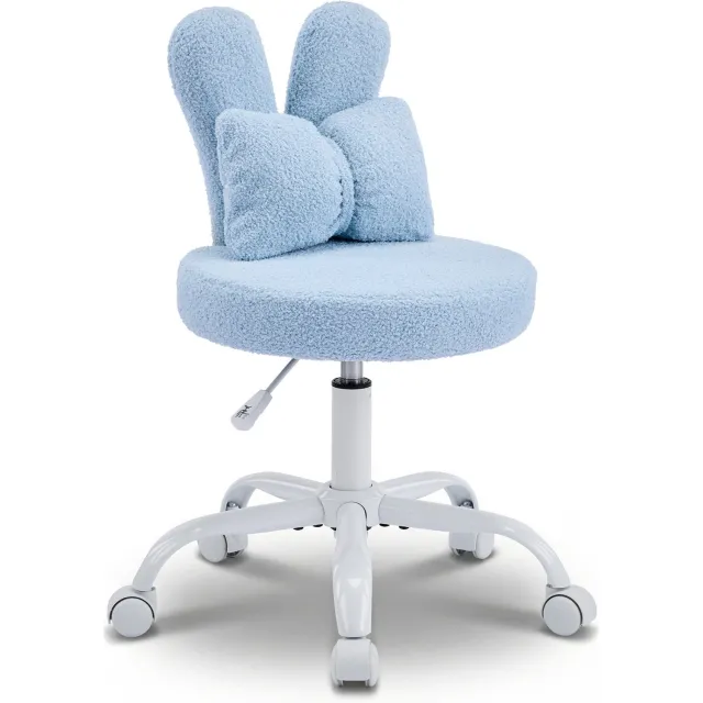 LEADZM Bureaustoel - Teddy fleece - Bureaustoelen-Schuimstofvulling - In Hoogte Verstelbaar - Voor Werk- en Slaapkamer-Blauw Blauw Konijnenoor
