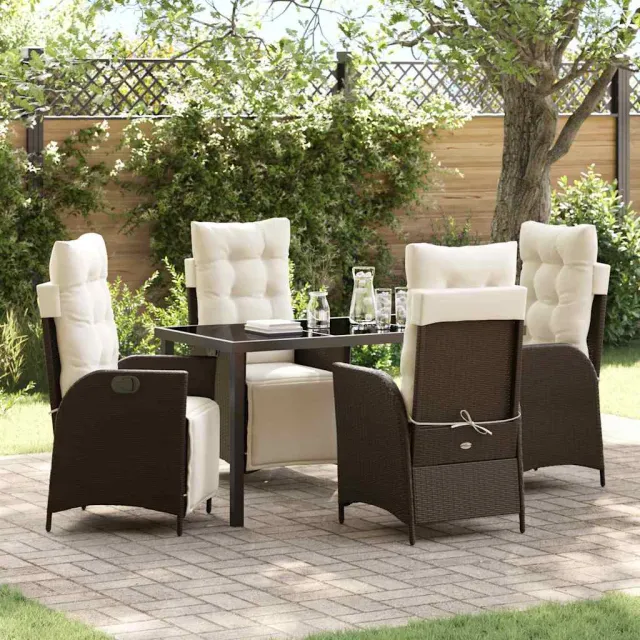 vidaXL Tuin eettafelset 5 st Bruin poly rattan