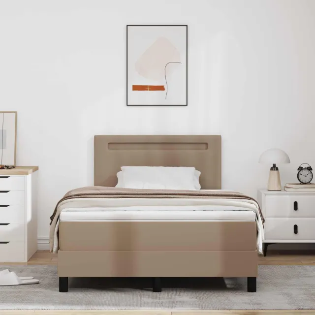 vidaXL Boxspringbed met hoofdeinde Cappuccino 120 x 190 cm Kunstleer Bruin