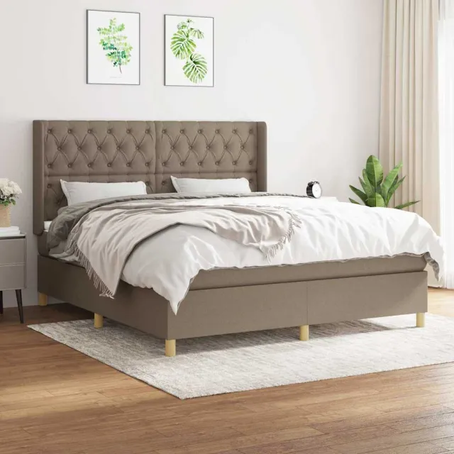 vidaXL Boxspring met matras stof taupe 160x200 cm