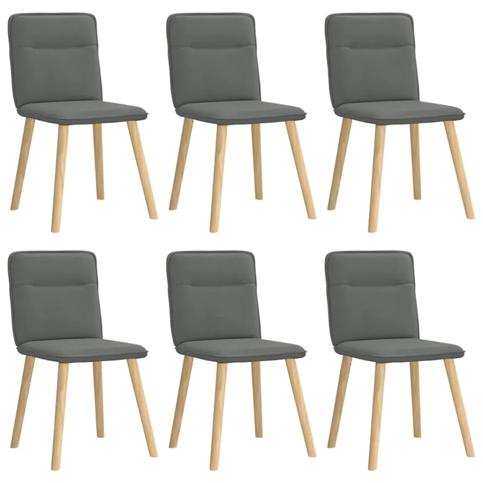 vidaXL Eetkamerstoelen 6 st stof donkergrijs grijs, foto 3