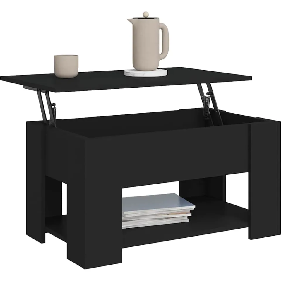 vidaXL Salontafel 79x49x41 cm bewerkt hout zwart, foto 3