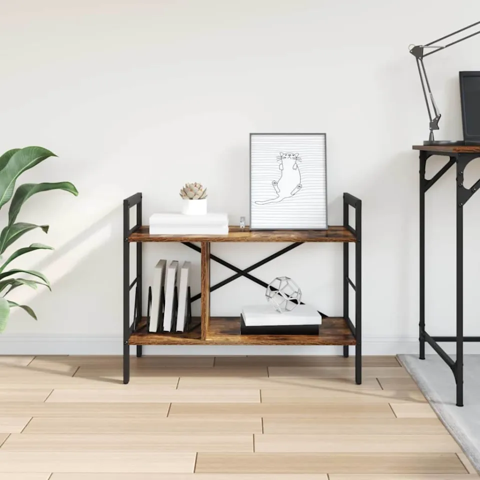 vidaXL Boekenkast Gerookt eiken 75 x 30 x 58,5 cm Bewerkt hout 3-laags, foto 4