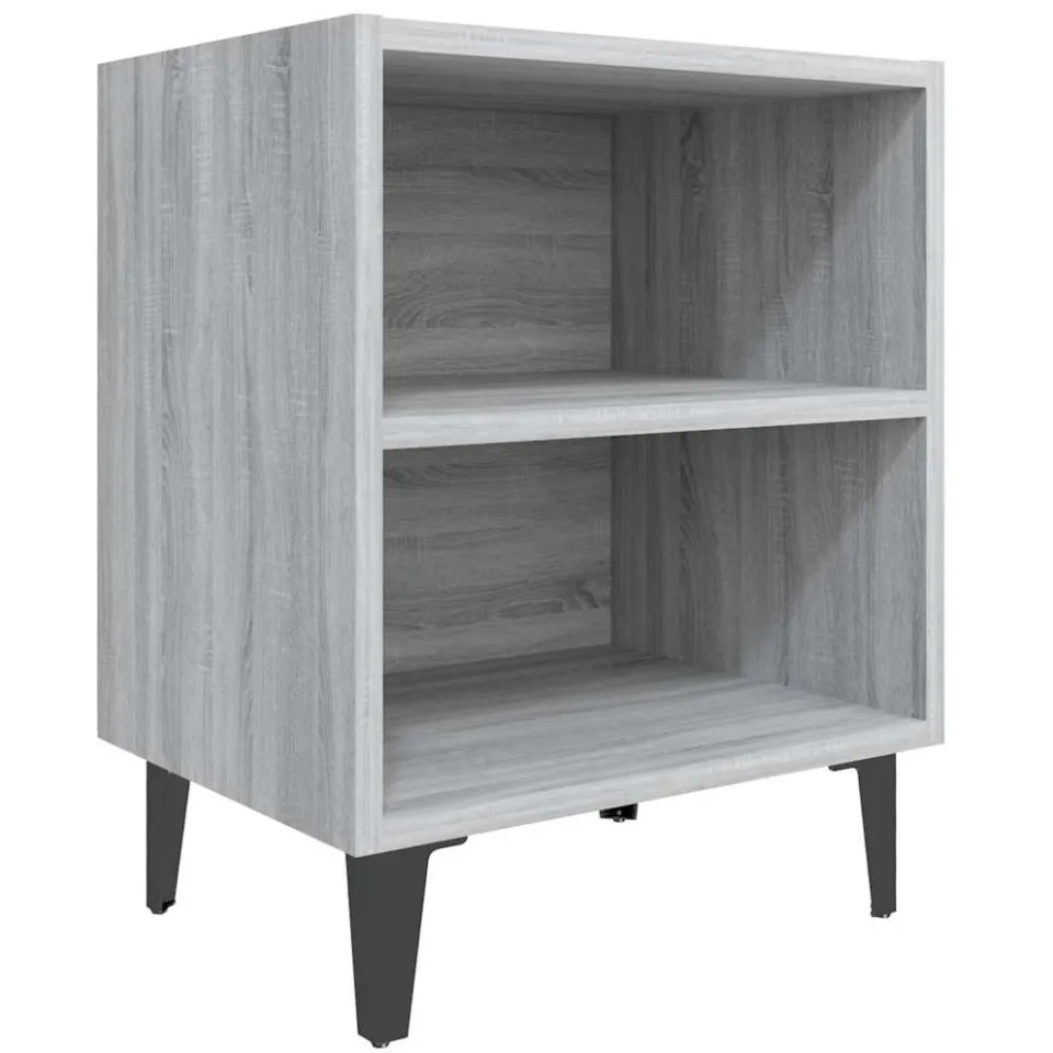 vidaXL Nachtkastje met metalen poten 40x30x50 cm grijs sonoma eiken, foto 3