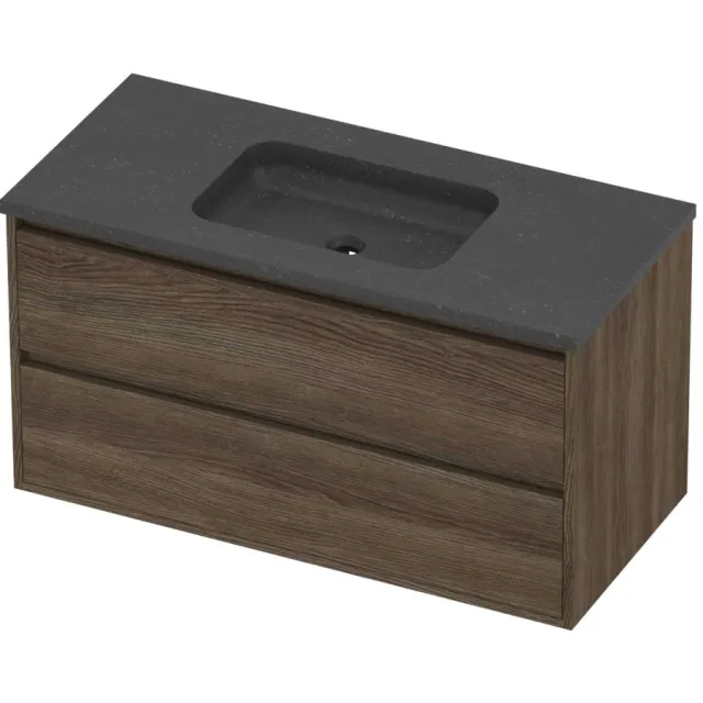 Proline Rollo Badmeubelset Hardsteen Elegant Midden 100x46x54 cm Blue Stone Vital Oak Eiken
