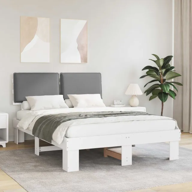vidaXL Bedframe met Gevoerd Hoofdgedeelte Lichtgrijs 160 x 200 cm