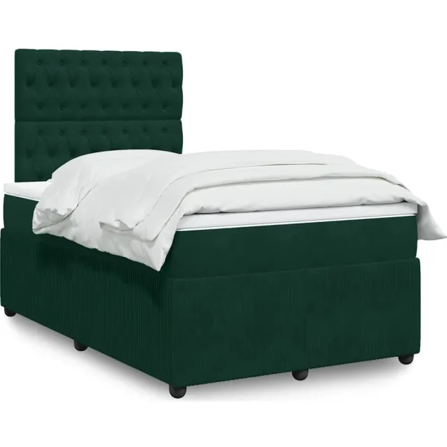vidaXL Boxspring met matras fluweel donkergroen 120x190 cm groen
