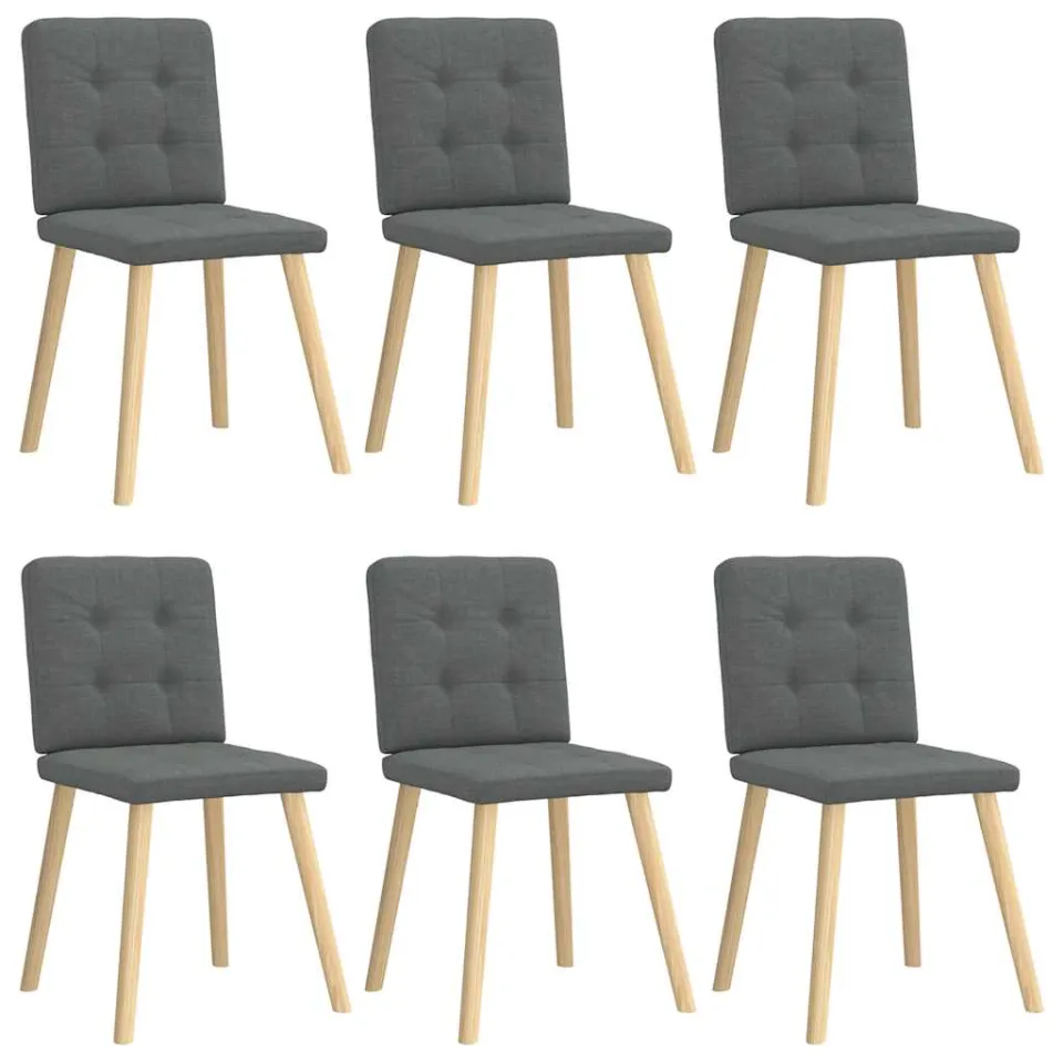 vidaXL Eetkamerstoelen 6 st stof donkergrijs grijs, foto 3
