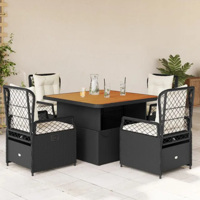 vidaXL 5-delige Tuinset met kussens poly rattan zwart, foto 2
