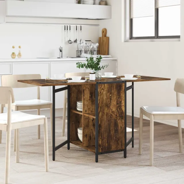 vidaXL Eettafel 144 x 60 x 75 cm Bewerkt hout Gerookt eiken