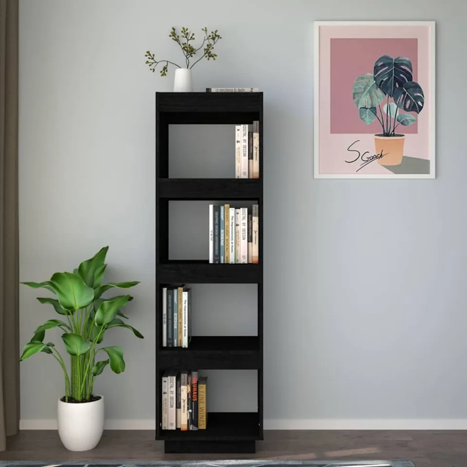 vidaXL Boekenkast/kamerscherm 40x35x135 cm massief grenenhout zwart, foto 2