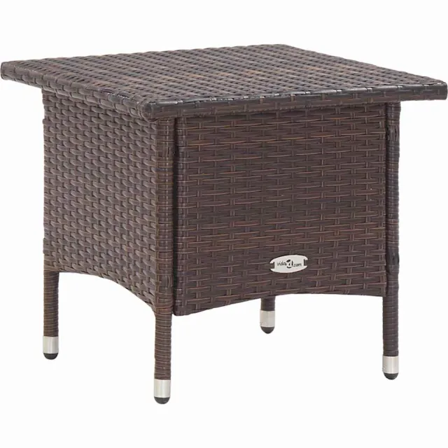 vidaXL Theetafel 50x50x47 cm poly rattan bruin, foto 2