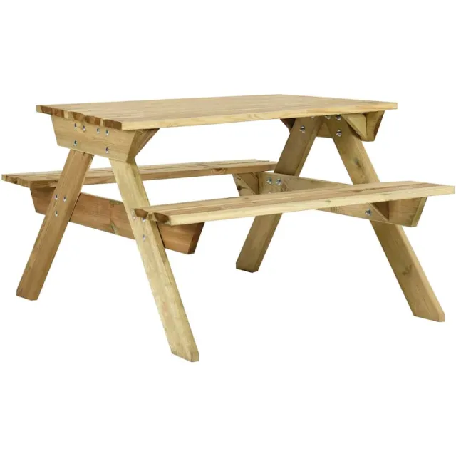 vidaXL Picknicktafel met banken 110x123x73 cm geïmpregneerd grenenhout bruin, foto 2