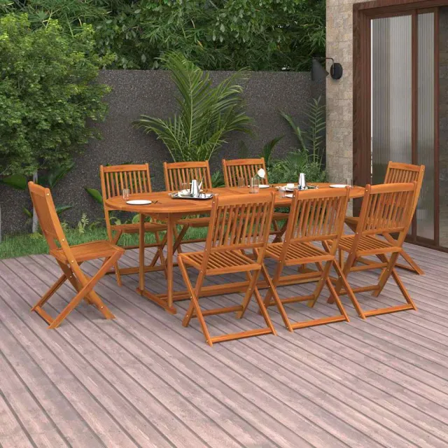 vidaXL 9-delige Tuinset 220x90x75 cm massief acaciahout bruin, foto 2