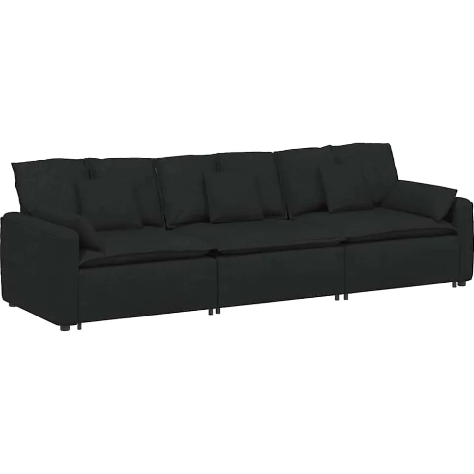 vidaXL Modulaire bank met kussens zwart, foto 3