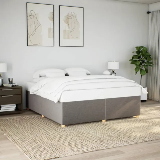 vidaXL Bedframe zonder matras stof taupe 200x200 cm