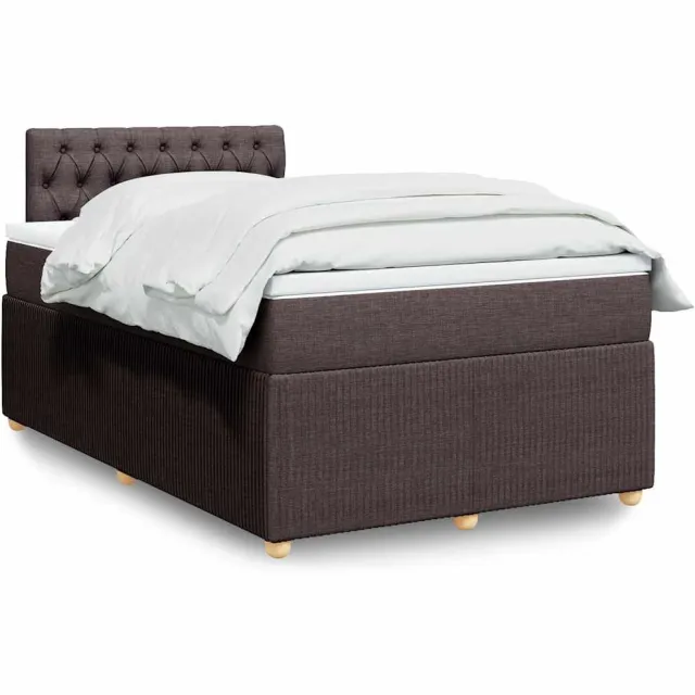 vidaXL Boxspring met matras stof donkerbruin 120x190 cm bruin