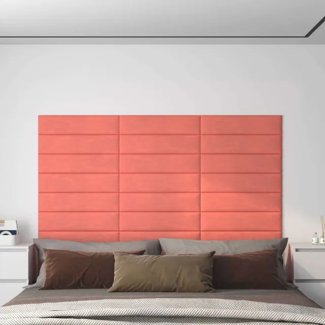 vidaXL Wandhoofdbord 12 st Roze Fluweel