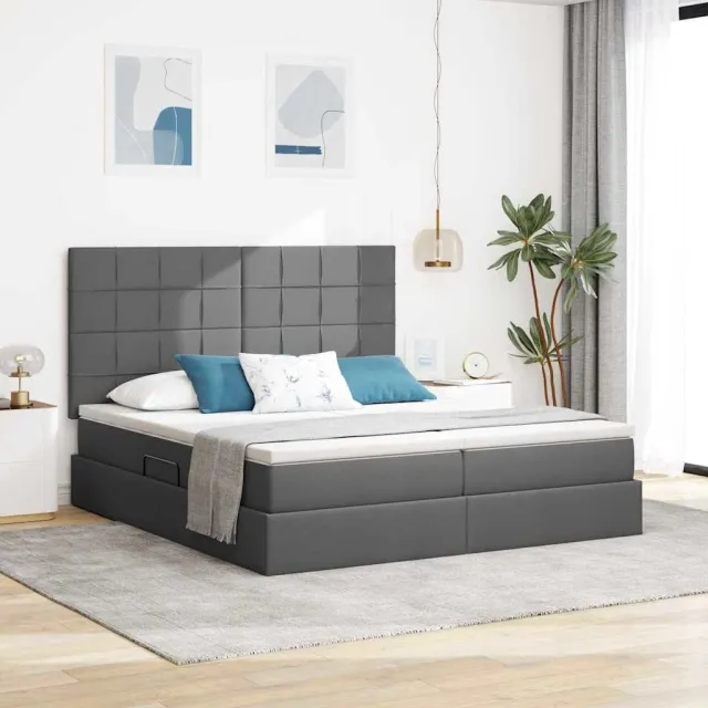 vidaXL Opslag bed Donkergrijs 180 x 200 cm Stof