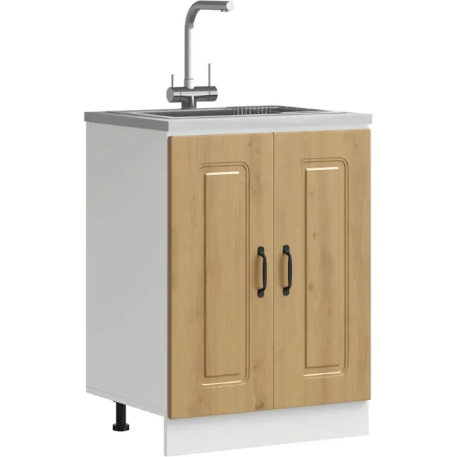 vidaXL Spoelbakonderkast Kalmar 60x46x81,5 cm hout artisanaal eiken Bruin