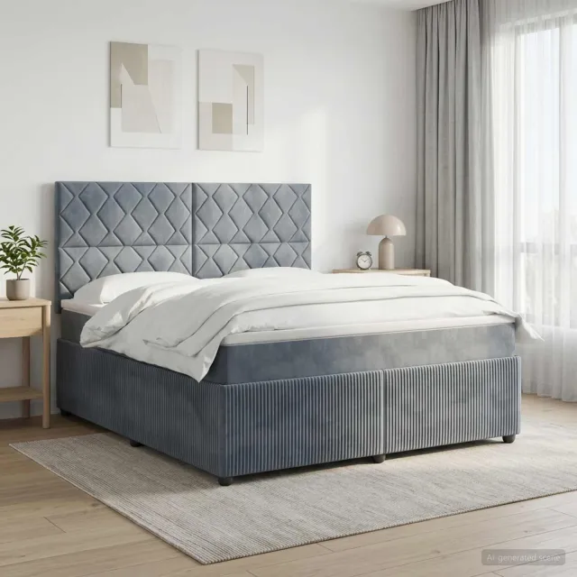 vidaXL LED Boxspring Bed met Matras Donkergrijs 140 x 190 cm Fluweel