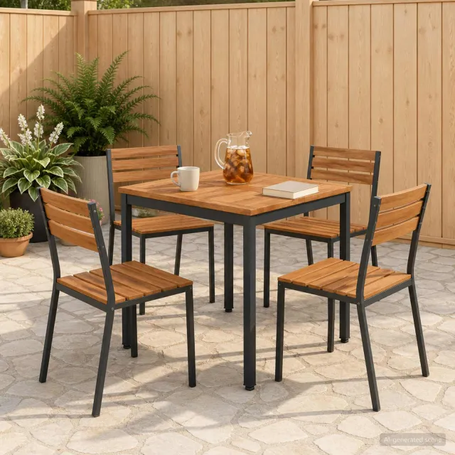 vidaXL Tuindiner tafel NAARDEN Naturel en Zwart 60 x 60,5 x 75 cm, foto 2
