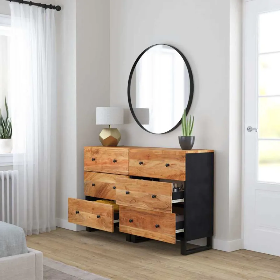 vidaXL Dressoirs 2 st 60x33x75 cm massief acaciahout bruin, foto 3