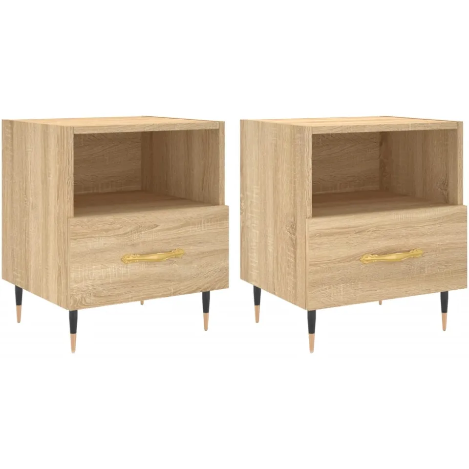 vidaXL Nachtkastjes 2 st 40x35x47,5 cm bewerkt hout sonoma eikenkleur, foto 3