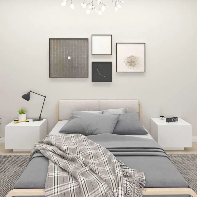 vidaXL Nachtkastje 100x35x40 cm bewerkt hout wit, foto 2