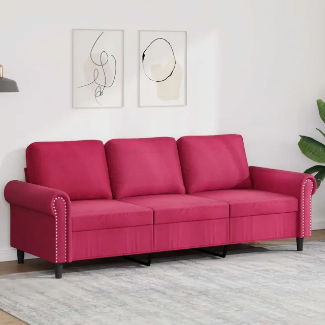 vidaXL Driezitsbank 180 cm fluweel wijnrood