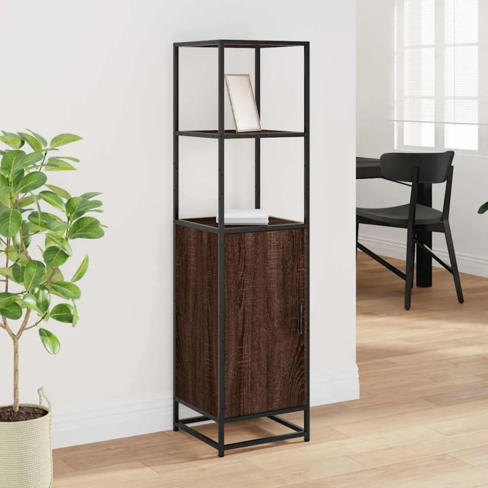 vidaXL Hoge kast 35,5x35x139 cm bewerkt hout en metaal bruin eiken, foto 2