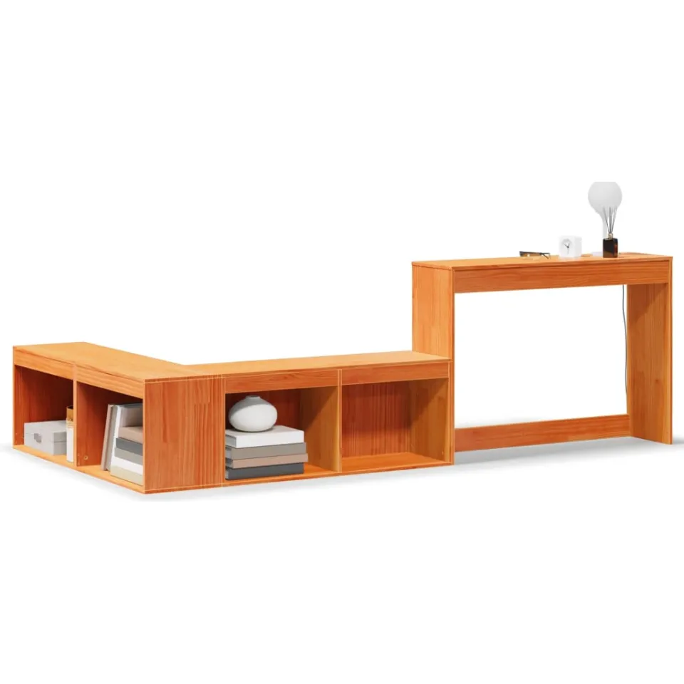 vidaXL Nachtkastje met bureau 222x107x75 cm grenenhout wasbruin bruin, foto 3