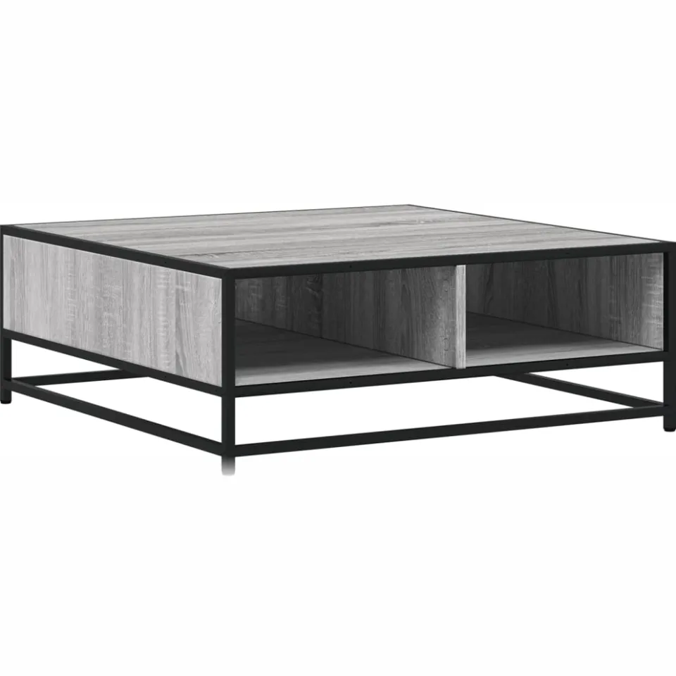 vidaXL Salontafel 80x80x30 cm bewerkt hout en metaal grijs sonoma, foto 4