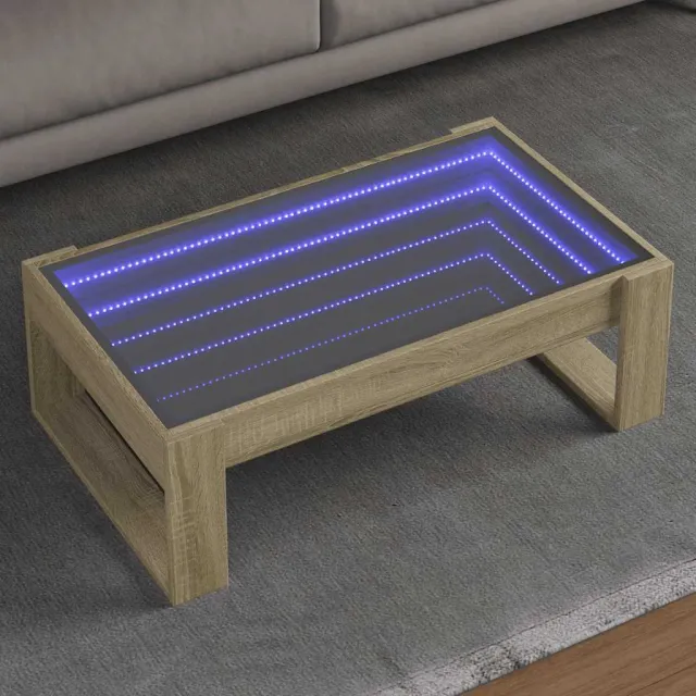 vidaXL Salontafel met Infinity LED 90x53x30 cm sonoma eikenkleurig Bruin