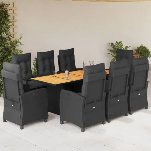 vidaXL 9-delige Tuinset poly rattan zwart, foto 2