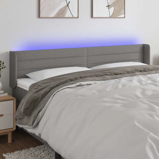 vidaXL Hoofdbord LED 163x16x78/88 cm stof donkergrijs grijs