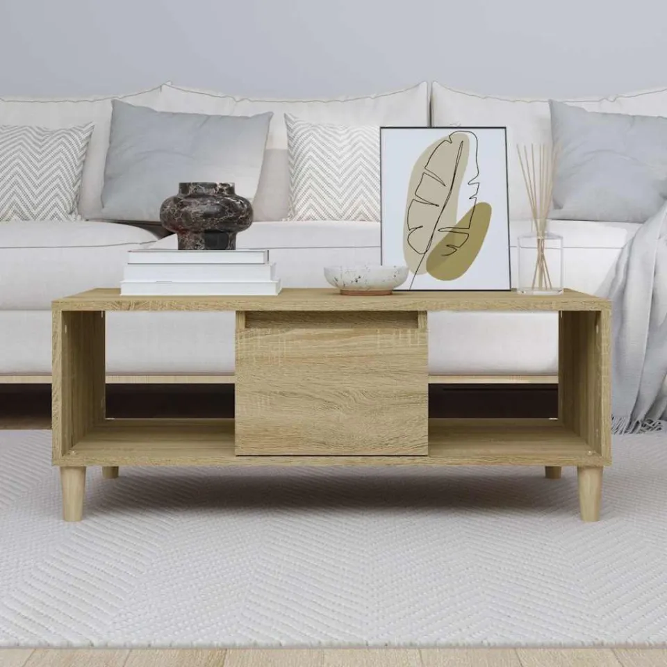 vidaXL Salontafel 90x50x36,5 cm bewerkt hout sonoma eikenkleurig, foto 2