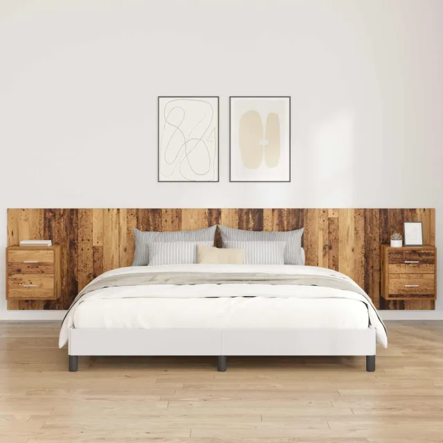 vidaXL Hoofdbord Met Kast 3 st Oud Hout Bewerkt hout Bruin