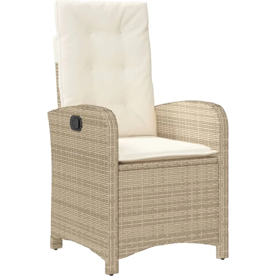 vidaXL 7-delige Tuinset met kussens poly rattan beige